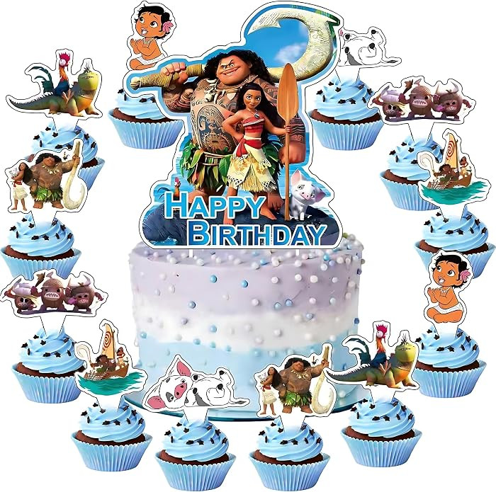 25Pcs Ocean Adventure Happy Birthday Cake Toppers Set, Tropical Island Cake Decorations, Cartoon ... | Amazon (US)