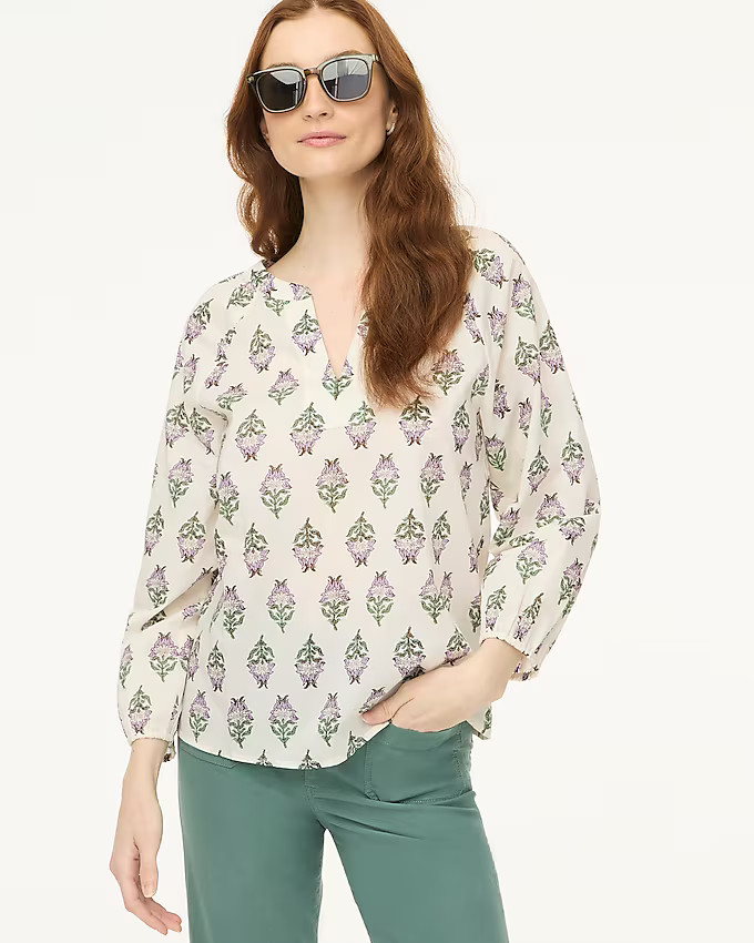 Printed popover blouse | J.Crew Factory