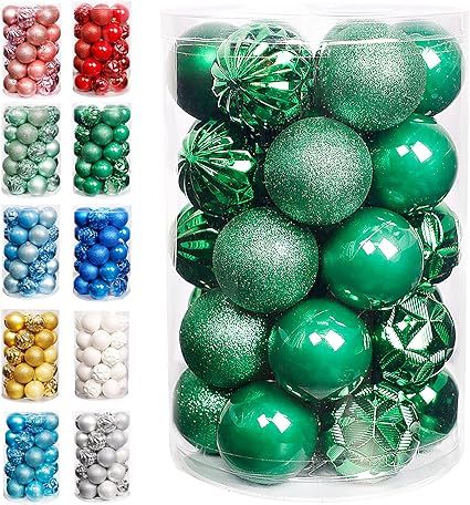 Lulu Home Christmas Ball Ornaments, 34 Ct Pre-Strung Xmas Tree Decorations, Holiday Hanging Balls... | Amazon (US)