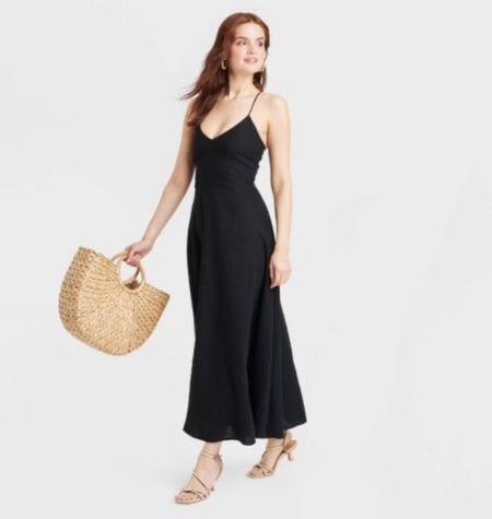 NEW ARRIVALS!! Women's Linen Midi Sundress - A New Day
with cute summer straw tote 

#LTKMidsize #LTKStyleTip #LTKItBag