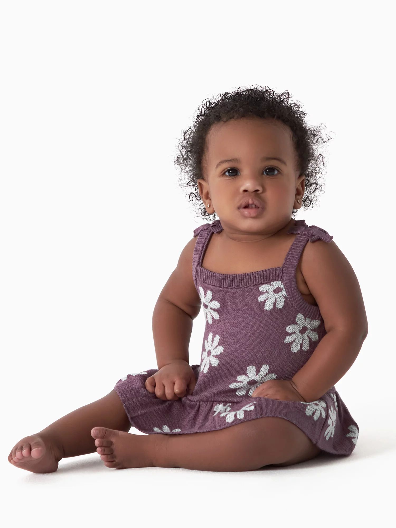 Modern Moments by Gerber Baby Girl Jacquard Knit Romper, Sizes 0/3M-24M | Walmart (US)