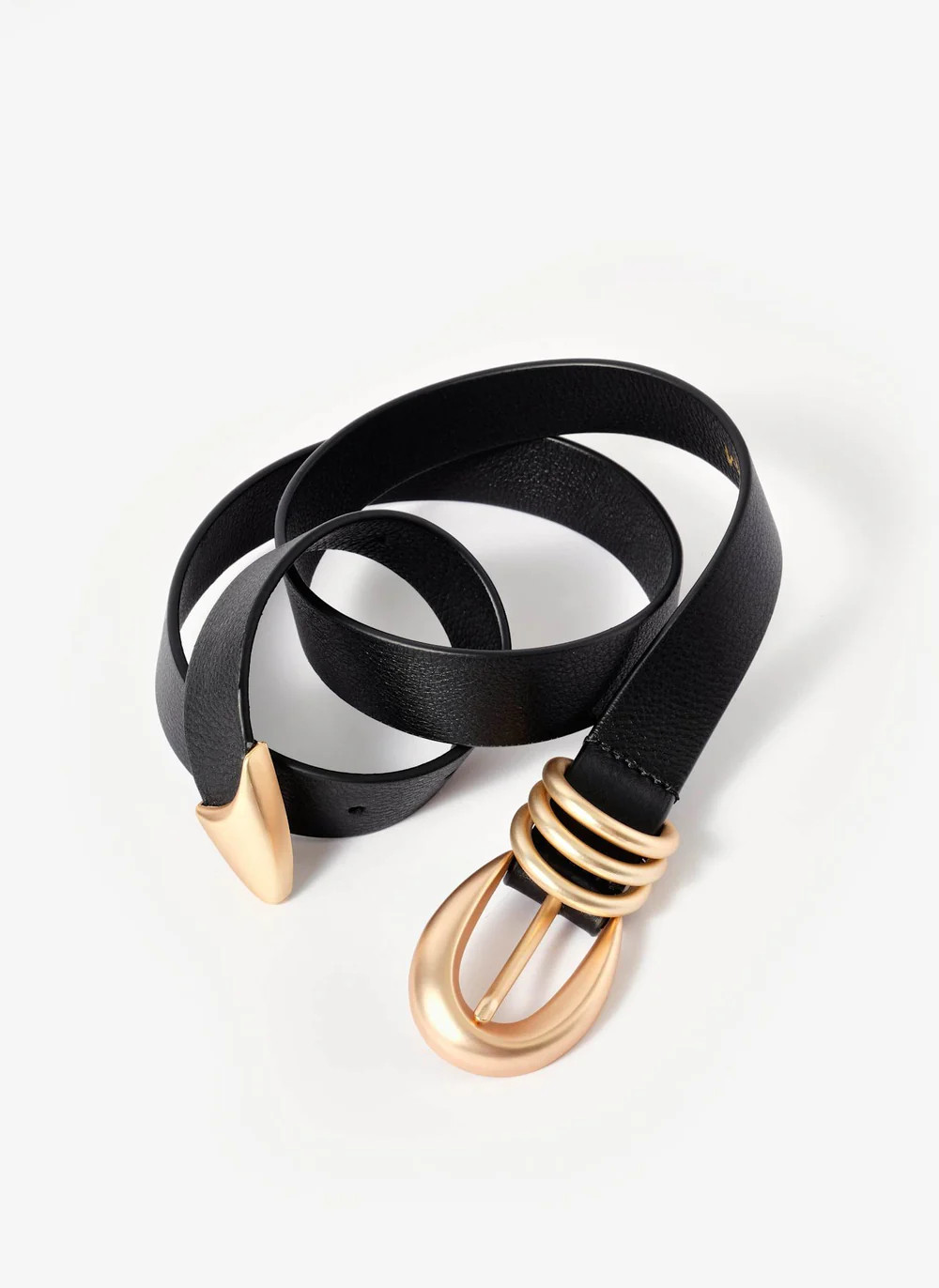 Black Leather Slim Belt | Mint Velvet