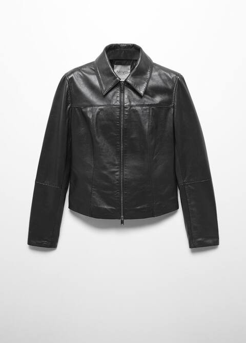 100% leather fitted jacket -  Women | Mango United Kingdom | MANGO (UK)