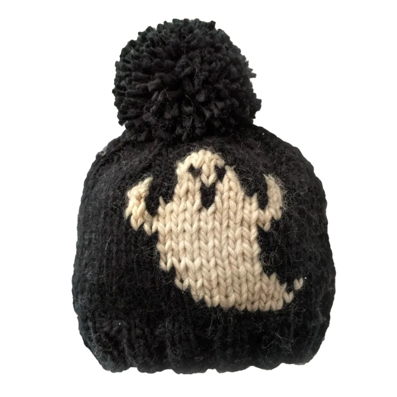 Ghost Knit Pom Hat, Black | SpearmintLOVE
