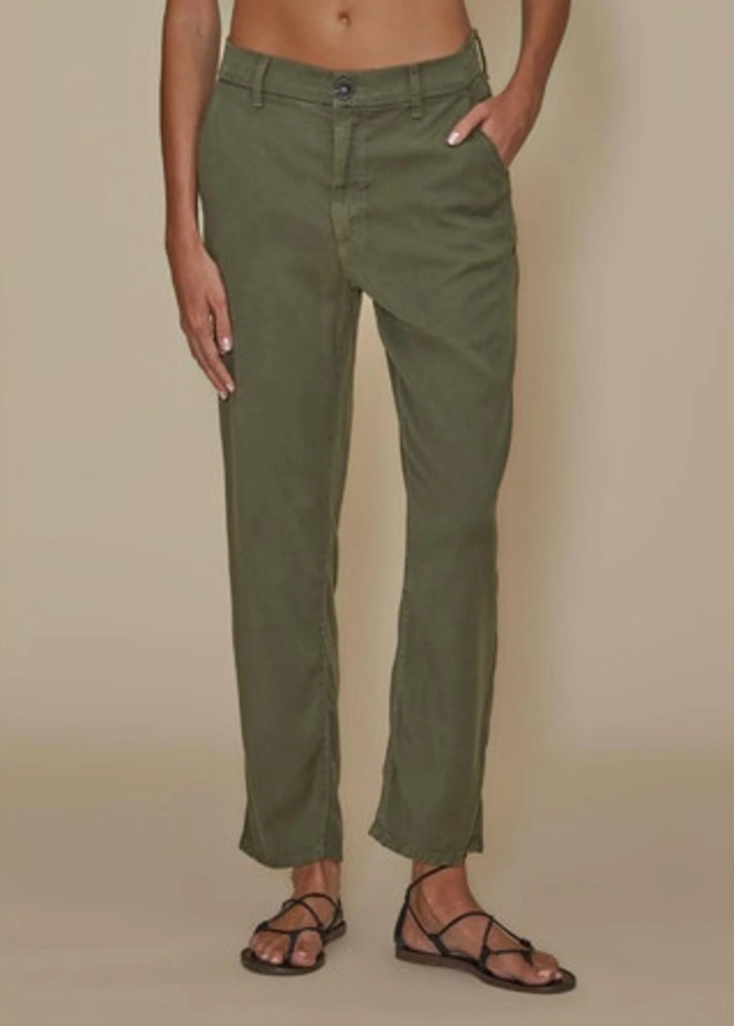 Sloane Slim Fit Trousers In Olive Green | Shop Simon