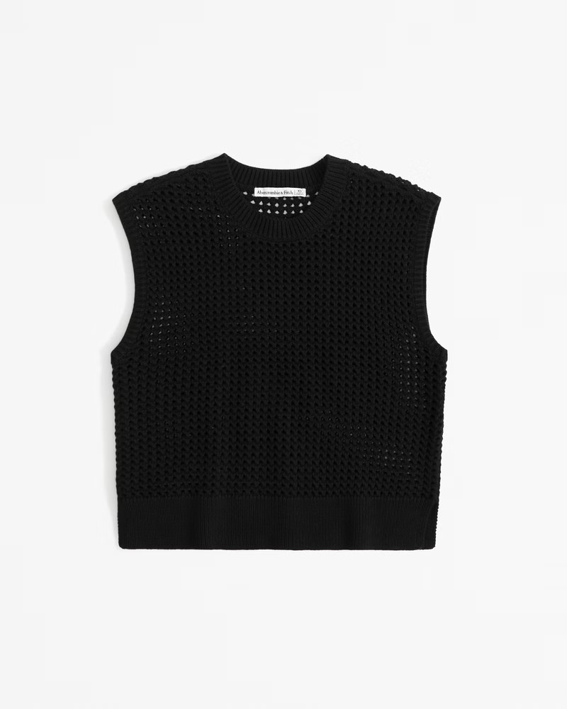Abercrombie & Fitch Women's Crochet-Style Shell Top in Black - Size XS | Abercrombie & Fitch (US)