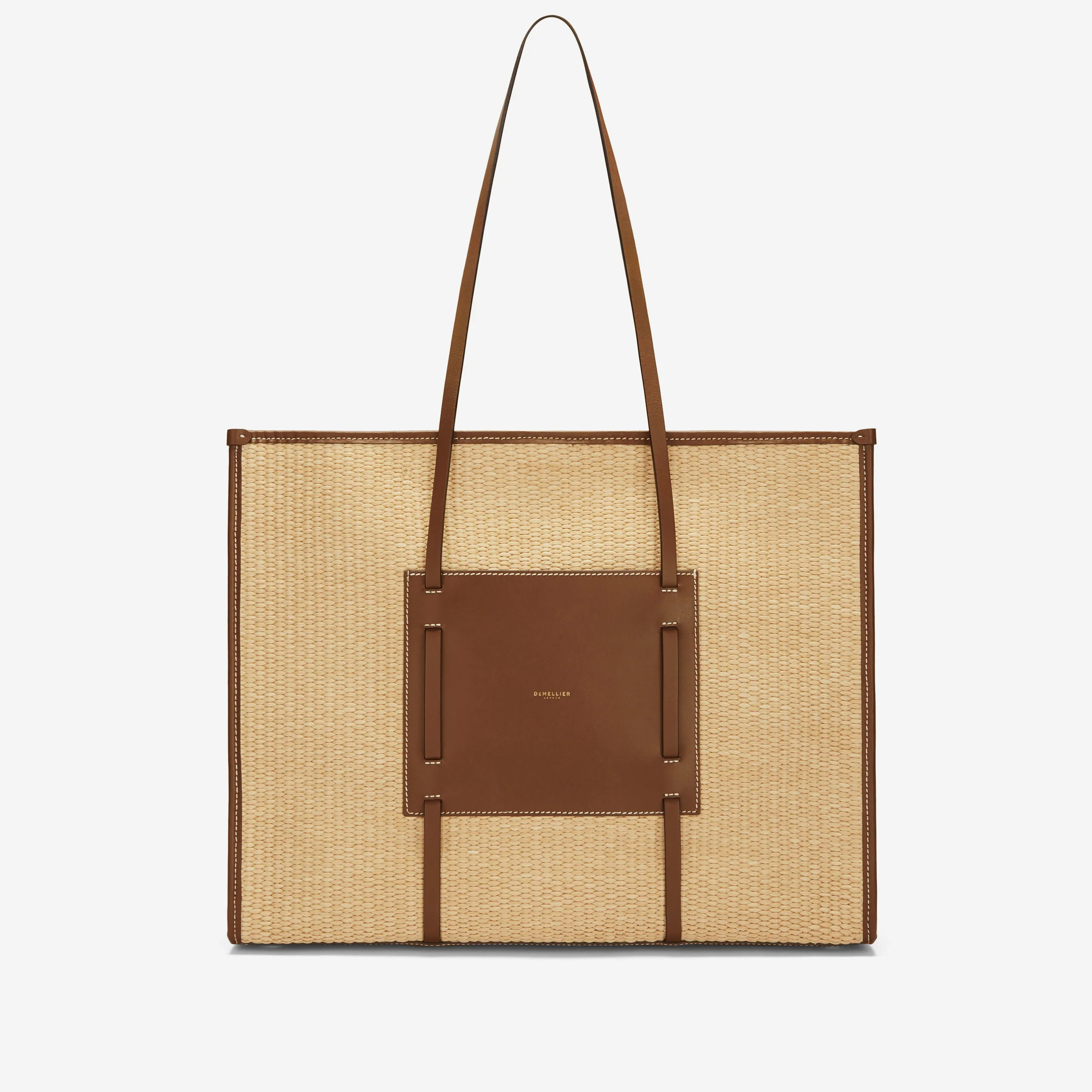 The Large Capri | Warm Raffia Tan Smooth Ecru Stitching | DeMellier | DeMellier
