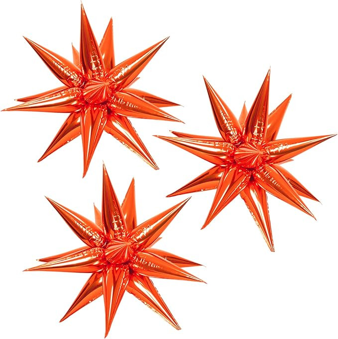 CYMYLAR 3pcs 26inch orange Star foil balloons.orange Explosion Starburst star balloon-Spike cone ... | Amazon (US)