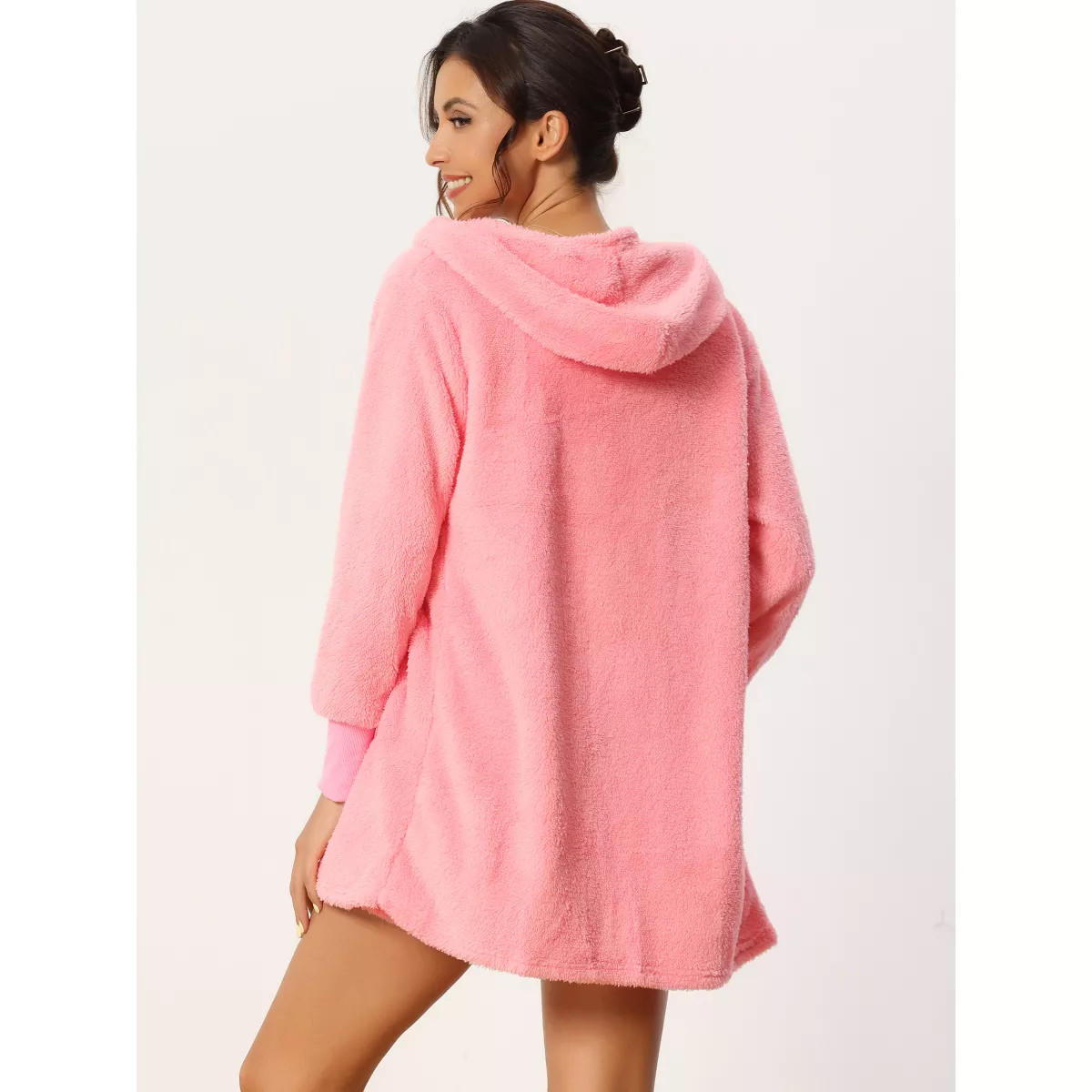 cheibear Womens Fuzzy Fleece 3 Piece Outfits Pajamas Soft Coat Jacket and Crop Top with Shorts Lo... | Target