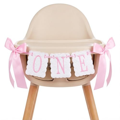 Pink Bow One High Chair Banner First Birthday Girl, Pink Bow 1st Party Decoration for Party Decor Photo Props | Amazon (US)