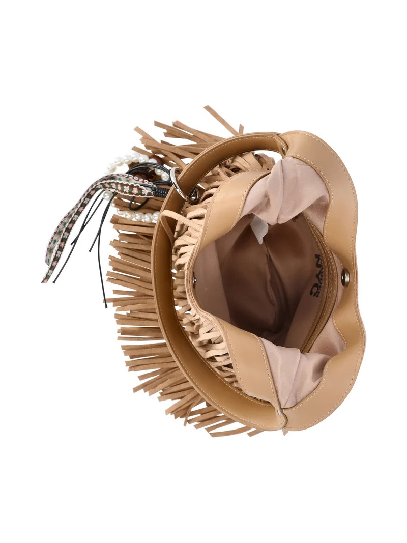 Madden NYC Women's Fringe Hobo Bag, Khaki | Walmart (US)