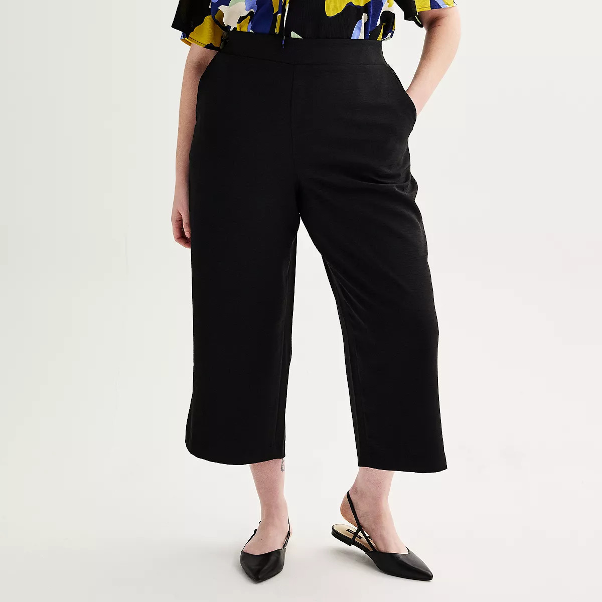 Plus Size Nine West Pull-On Flowy Wide Leg Cropped Pants | Kohl's