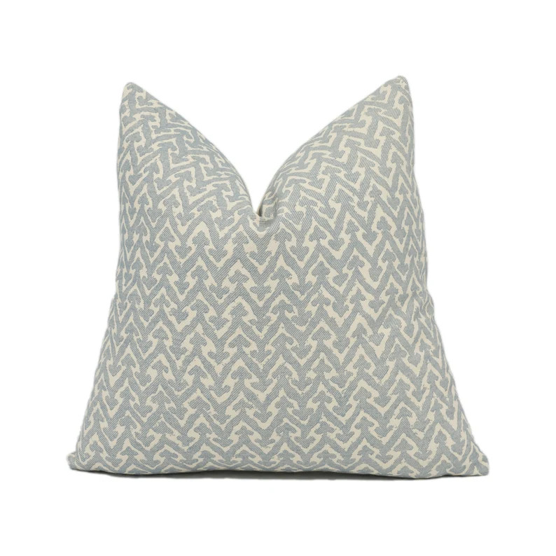 Fermoie Rabanna 269 Geometric Blue Chevron Cushion Cover Handmade Throw Pillow Designer Home Déc... | Etsy (US)