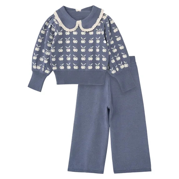 Modern Moments by Gerber Toddler Girl Collar Sweater and Pant Set, 2-Piece, Sizes 12 Months - 5T | Walmart (US)