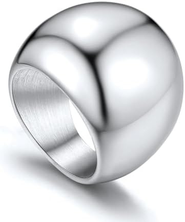 GOLDCHIC JEWELRY Chunky Dome Ring for Women, Stainless Steel Bold Stacking Croissant Statement Ri... | Amazon (US)