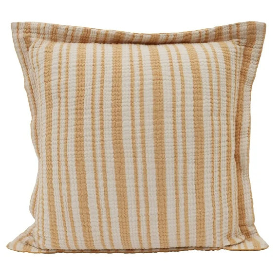 Better Homes & Gardens 20" x 20" Yellow Gauze Stripe Throw Pillow | Walmart (US)