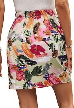 Milumia Women's Allover Print Wrap Short Skirt High Waisted Knot Side Boho Mini Skirts | Amazon (CA)