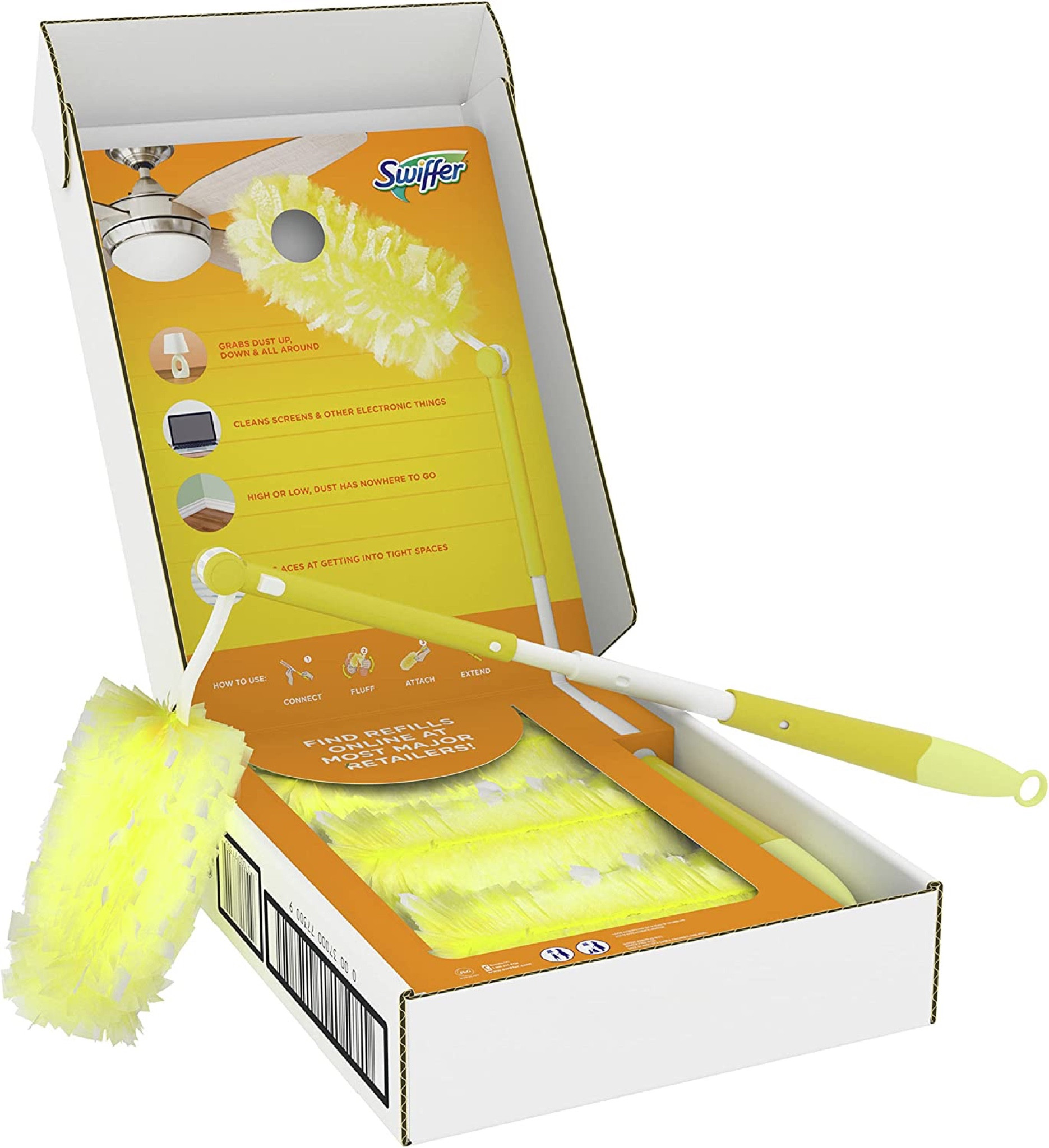 Swiffer Dusters Heavy Dury Extender Handle Starter Kit (1 Handle, 12 Dusters)