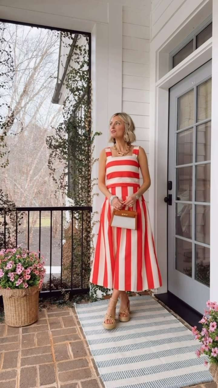 This set is gorgeous 😍 This shade of poppy red is everything! It looks like a dress but is seperate pieces, so you can mix and match these for multiple looks! Perfect for a brunch date, vacation, or a daytime dressy outing. Wearing XS

Loverly grey, avara, spring maxi skirt set, staud inspired skirt, affordable outfit for women, striped set, summer spring outfit ideas 

 #LTKootd #LTKSeasonal #LTKTravel