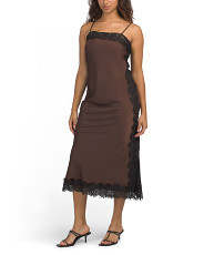 Sleeveless Satin Maxi Dress With Lace Trim | Clothing | Marshalls | Marshalls