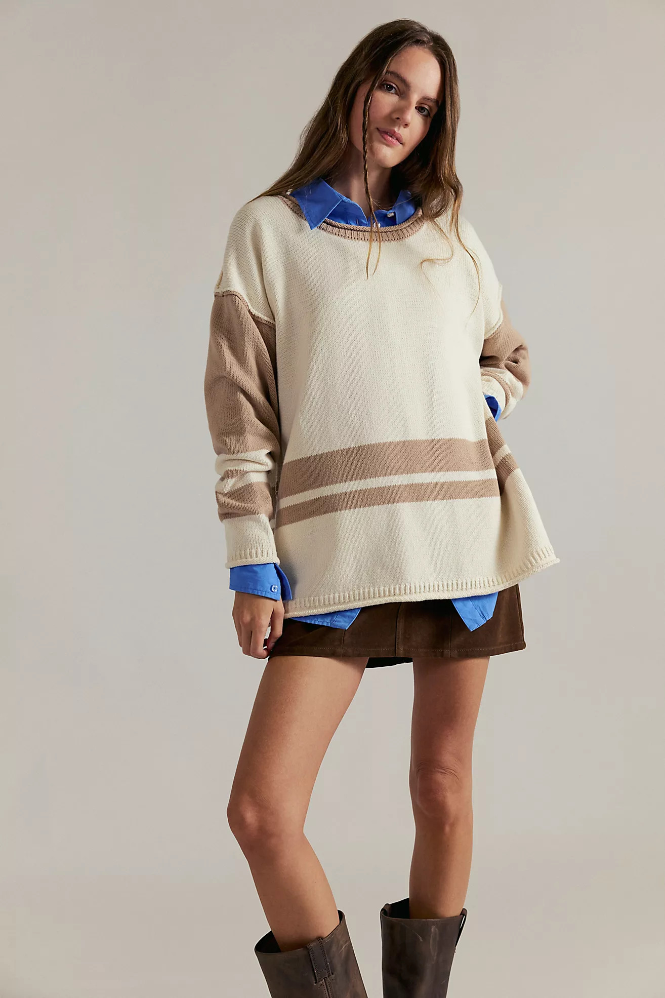 We The Free Ella Colorblock Roll-Neck Knit Sweater | Free People (Global - UK&FR Excluded)
