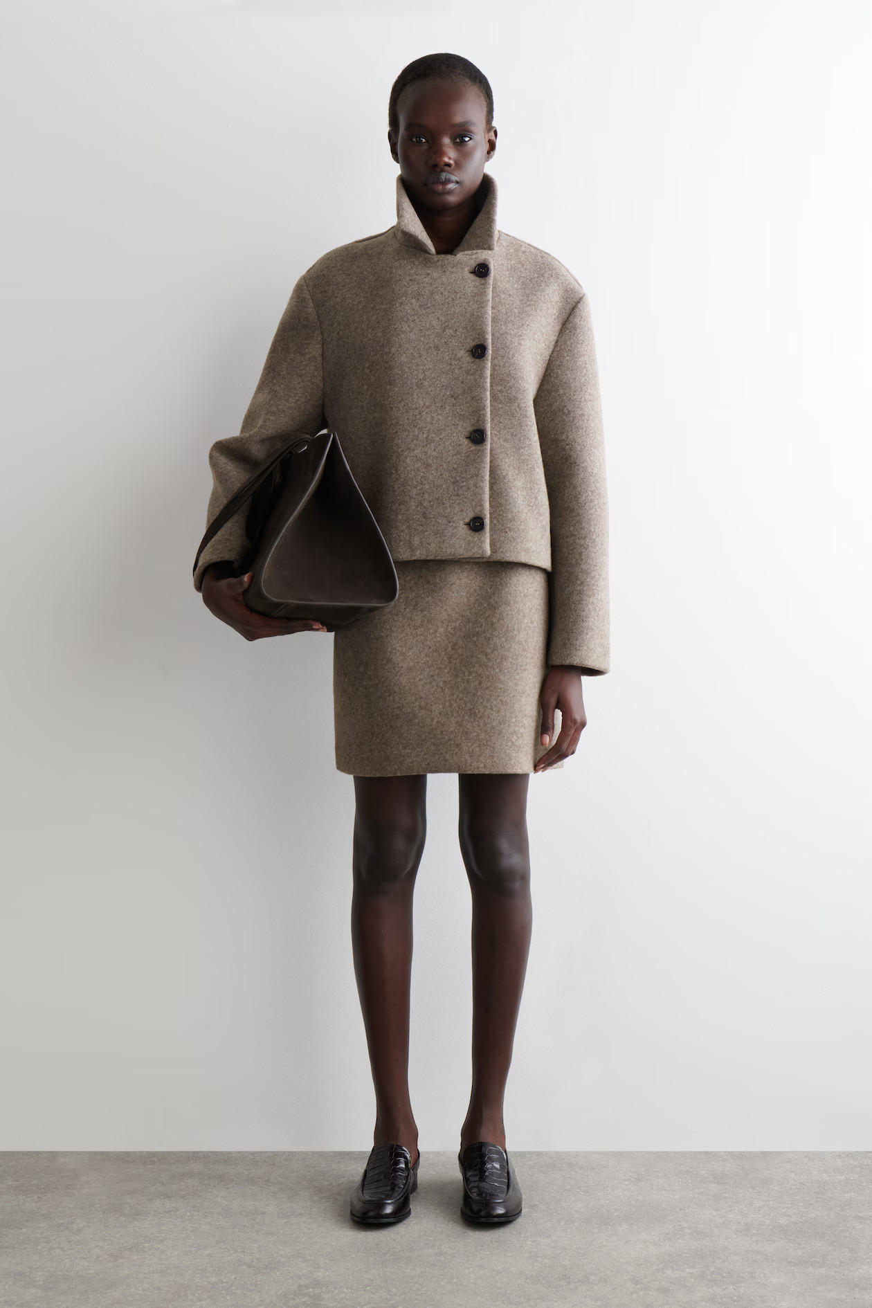 BOILED WOOL-BLEND MINI SKIRT - BEIGE MÉLANGE | COS GB | COS UK