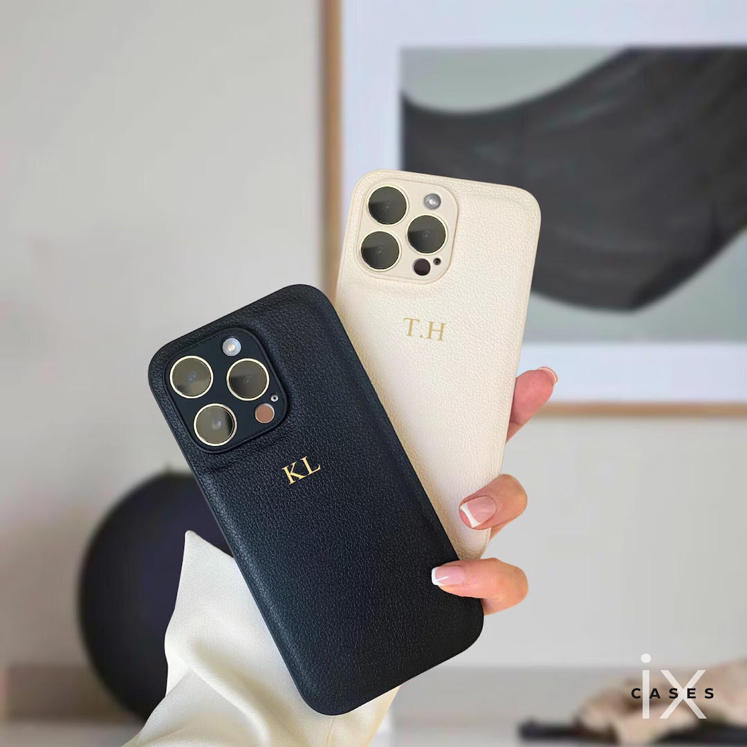 Personalized Leather Case for iPhone 17 Pro Max 16 15 Pro 14 13 Monogram Engraved Leather Phone C... | Etsy (US)