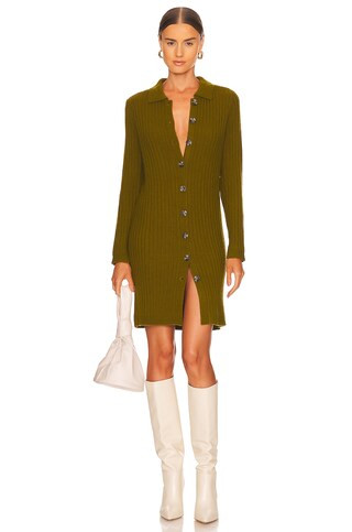 525 Button Down Mini Sweater Dress in Fir from Revolve.com | Revolve Clothing (Global)