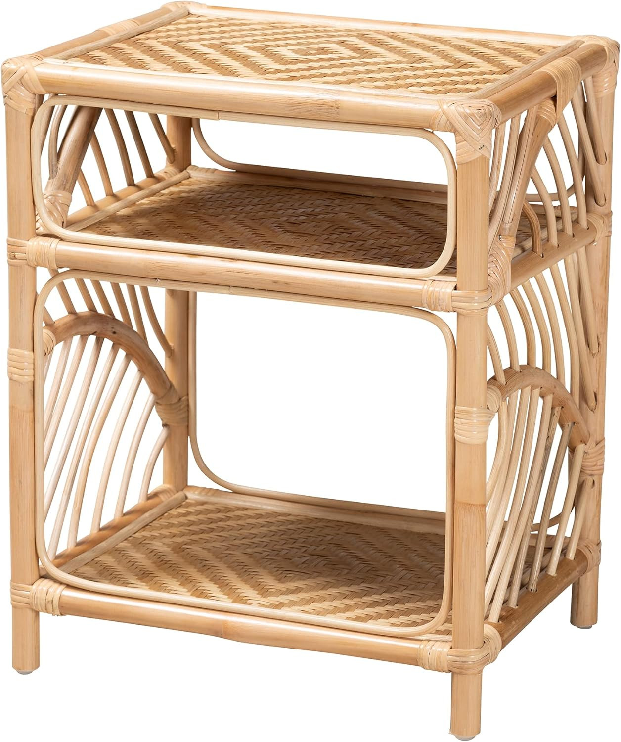 bali & pari Baara Modern Bohemian Natural Rattan Nightstand | Amazon (US)