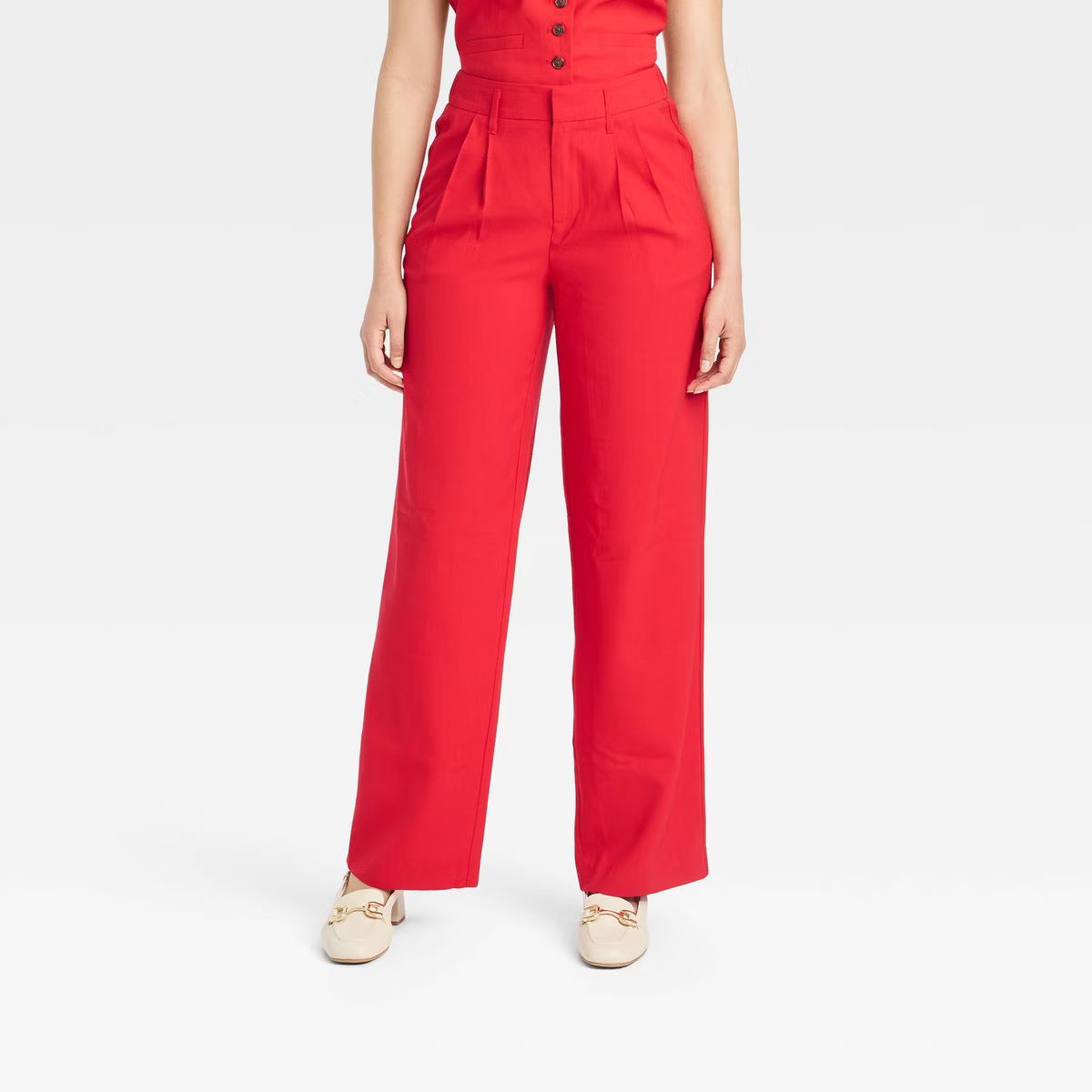 Women's High-Rise Pleat Front Straight Trousers - A New Day™ | Target