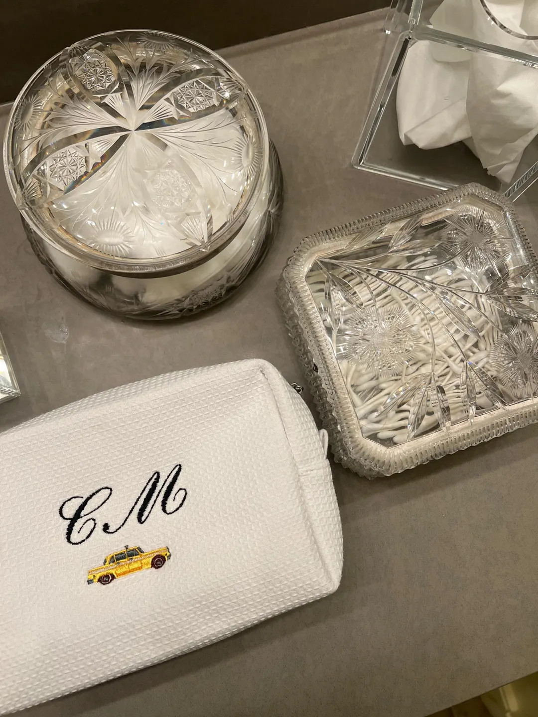 Embroidered Toiletries Icons and Initials Waffle Pouch - Personalized Travel Bag for Makeup, Skin... | Etsy (US)