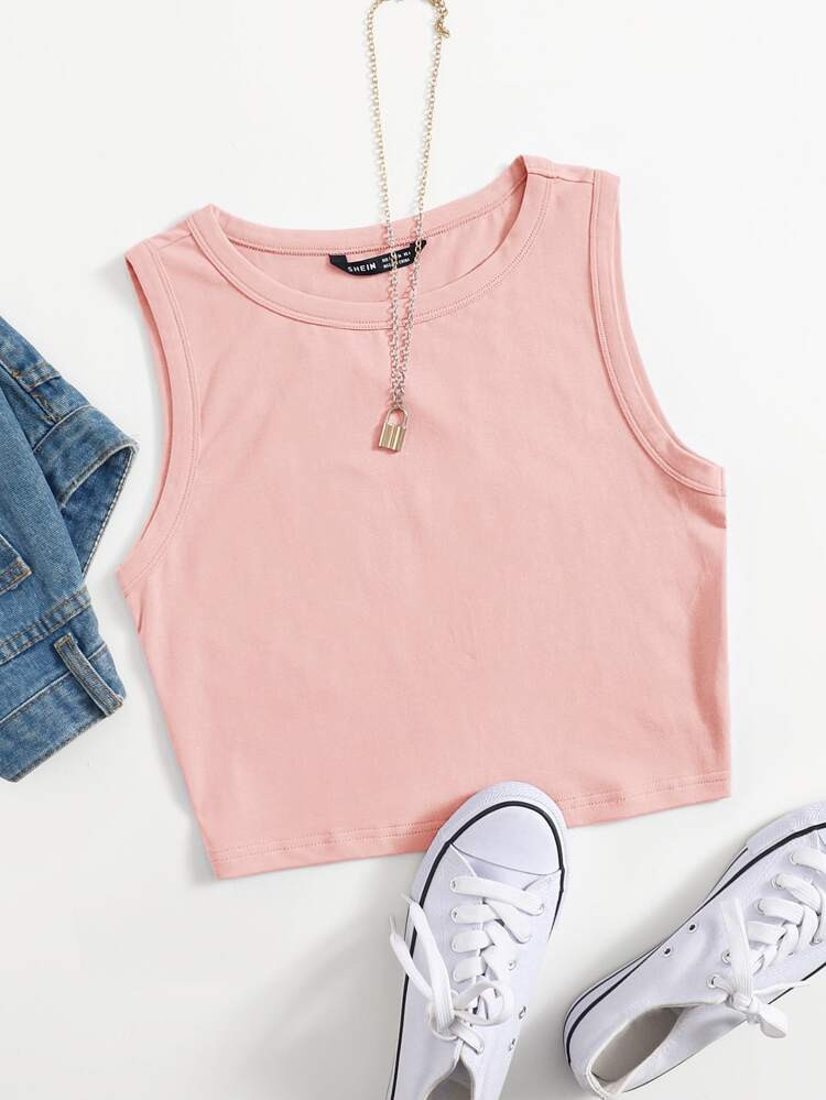 SHEIN Solid Crop Tank Top | SHEIN