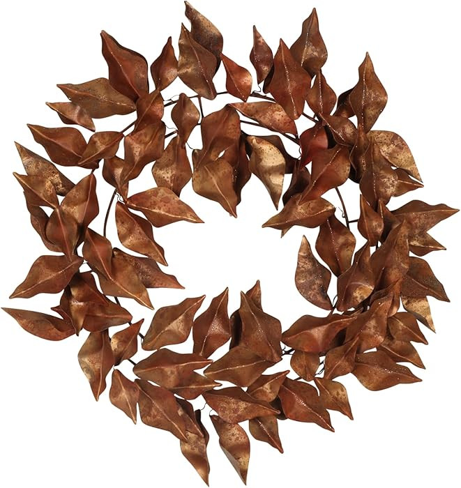 Antique Metal Wreath 2 Pack Wall Decor for Front Door - DIY 2 Rings Attached Leaf Wreath Home Dé... | Amazon (US)