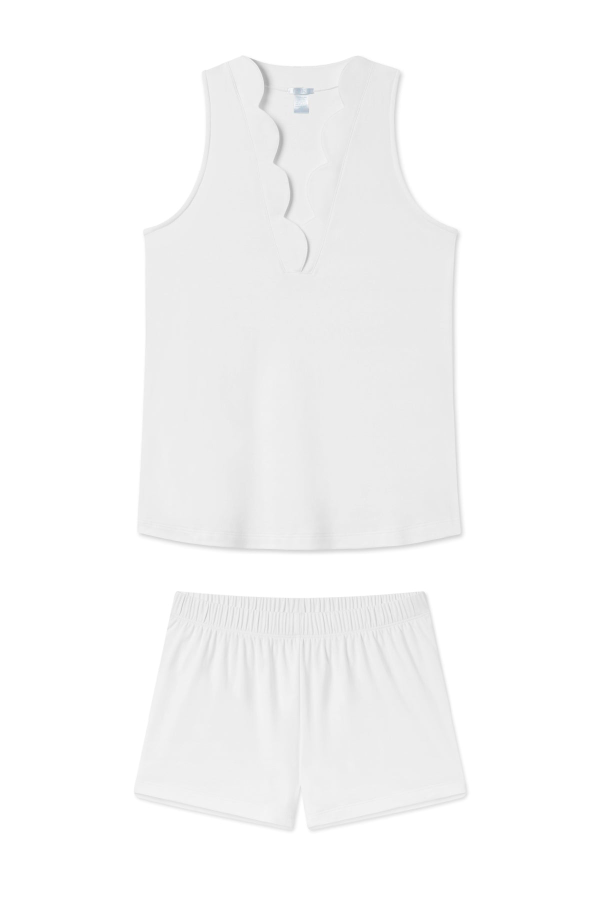 Pima Scallop Shorts Set in White | Lake Pajamas