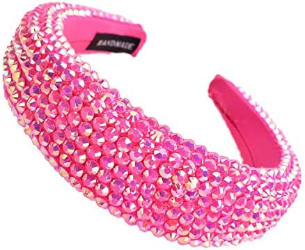 SP SOPHIA COLLECTION Women's Sparkling Crystal Padded Rhinestone Wide Bejeweled Hair Headband Par... | Amazon (US)