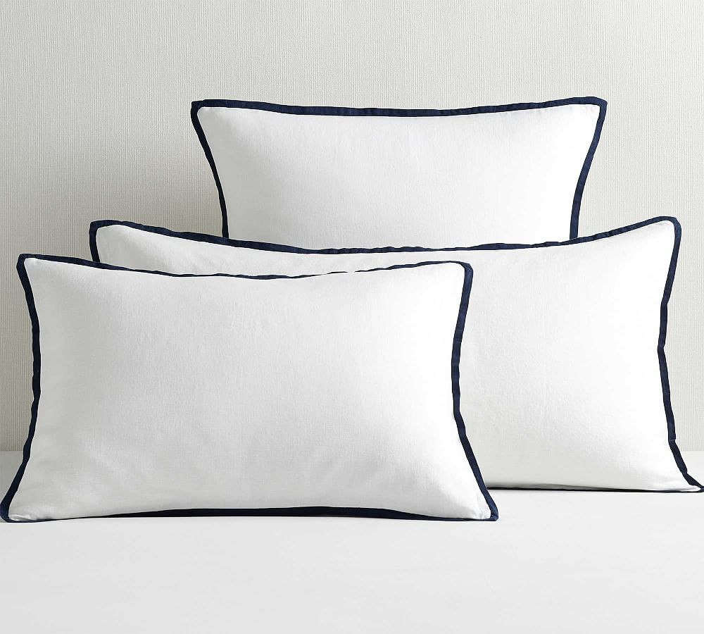 Belgian Flax Linen Contrast Flange Sham | Pottery Barn (US)