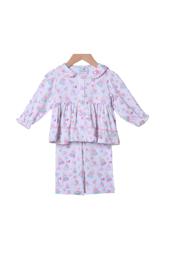 Birthday Party Button Swing Lounge Set-Long Sleeve | The Smocked Flamingo