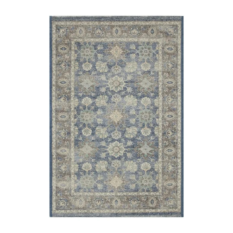 Better Homes & Gardens Blue Floral Indoor 24" x 36" Accent Rug | Walmart (US)