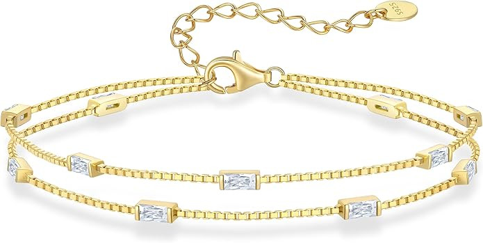 LOUISA SECRET Birthstone Bracelets for Women Girl, 925 Sterling Silver Dainty Simple Women Charm ... | Amazon (US)