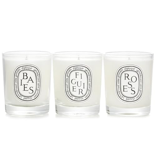 DIPTYQUE Baies Roses & Figuier Scented Candle 3 Piece Set 70 Grams Each Gift Boxed, White | Amazon (US)