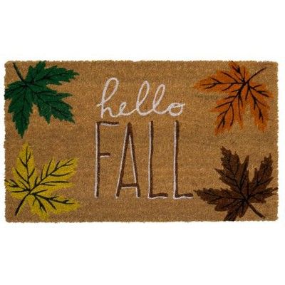 Hello Fall Coir Doormat Leaves Natural Fiber Outdoor 30" x 18" Briarwood Lane | Target
