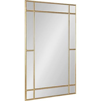 Kate and Laurel Westgate Transitional Windowpane Rectangle Wall Mirror, 24 x 36, Gold, Sophistica... | Amazon (US)