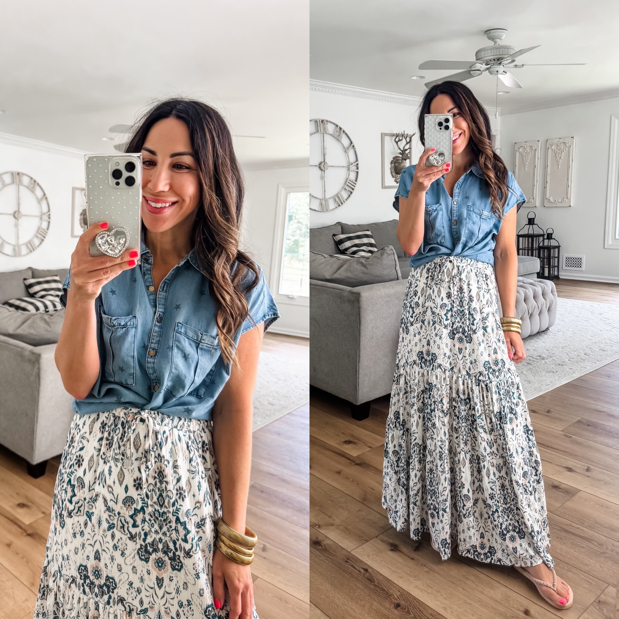 Wearing small maxi skirt, XS denim shirt. Maurice’s, Maurices 

#LTKOver40 #LTKSaleAlert #LTKFindsUnder50