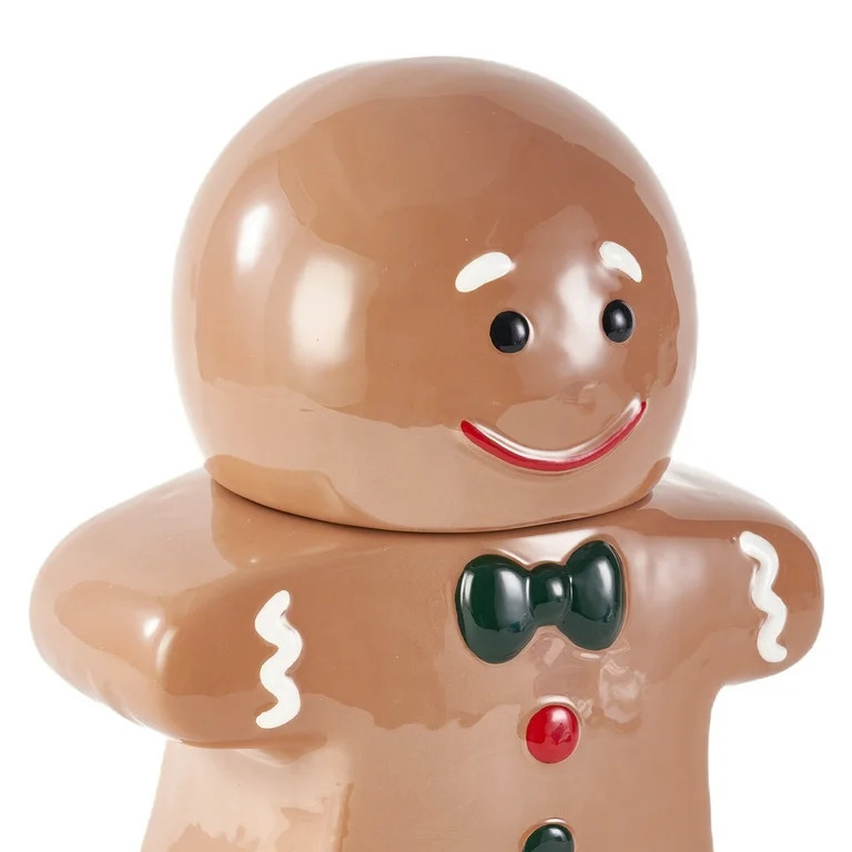 Holiday Time Ceramics Gingerbread Man Cookie Jar, Ceramic Cookie Jar for Kitchen Counter, Great f... | Walmart (US)