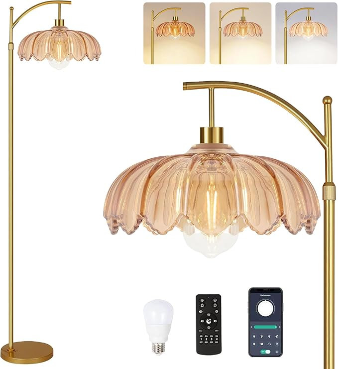 ILLMTW Gold Floor Lamp for Living Room,Bedroom,Mid Century Modern Standing Lamp with Remote,Dimma... | Amazon (US)
