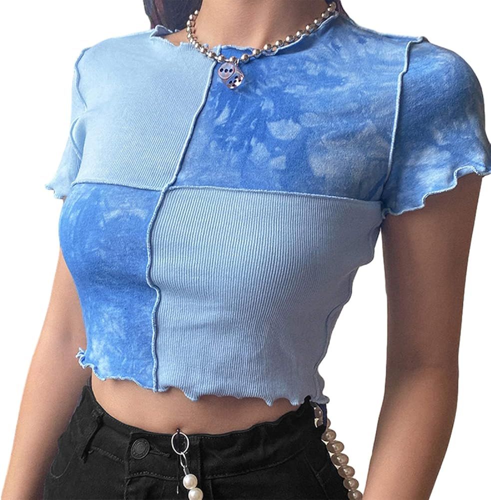 Women’s Slim Fit See Through Vest Top Fashion Spliced Lace Up Hem Crop Top Tassel Sleeveless Ga... | Amazon (US)