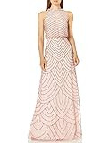 Adrianna Papell Women's Art Deco Beaded Blouson Dress with Halter Neckline, Blush/Gold, 16 | Amazon (US)
