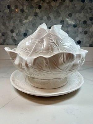 1960s Mid-Century Artist Signed Holland Mold White Cabbage Leaf Bowl/Plate VTG | eBay US