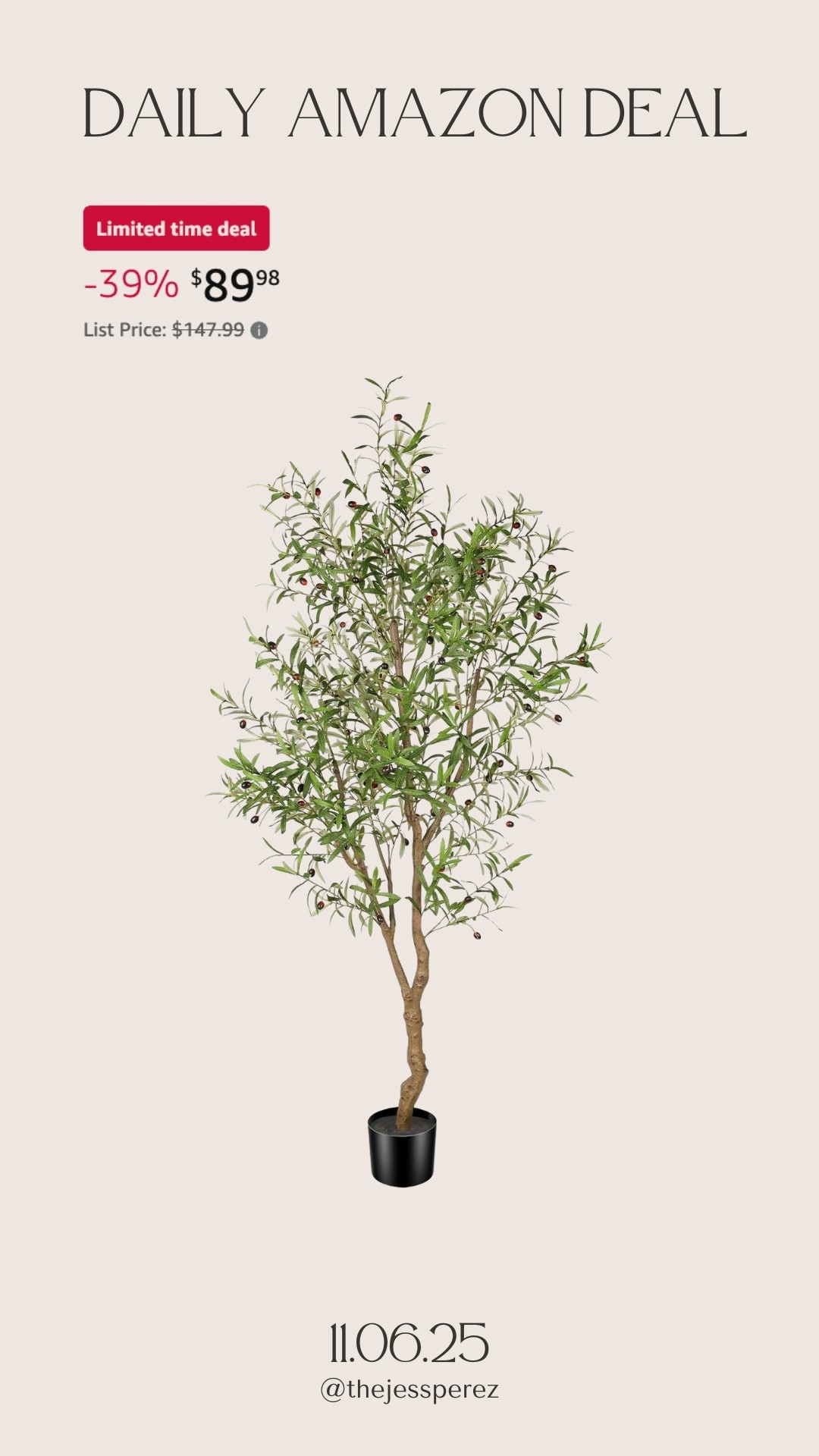 Daily Amazon deal: 7ft faux olive tree 

#LTKSaleAlert #LTKFindsUnder100