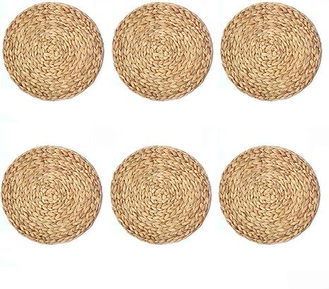 HOME·FSN Round Braided Placemats Set of 6, 100% Water Hyacinth Handmade 13.5 Inches Table Mats f... | Amazon (US)